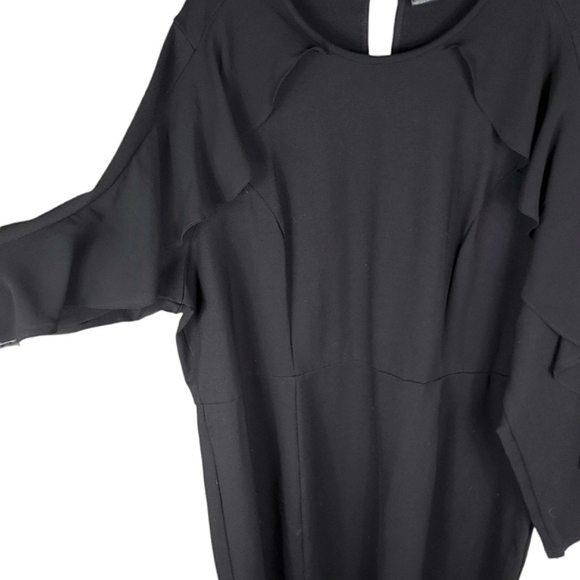 City Chic Black Ruffle Sleeve Dress - Picture 2 of 10